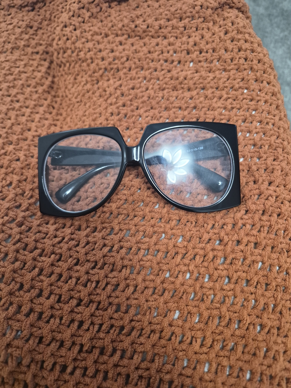 Oversized Chunky Black Geometric Flat Top Square Clear Lens Statement Glasses